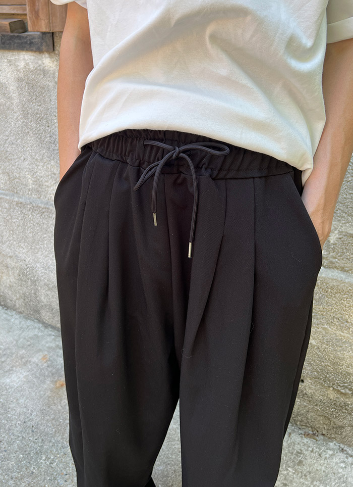 【 Giusto 】膝蓋車線鬆緊褲頭寬褲