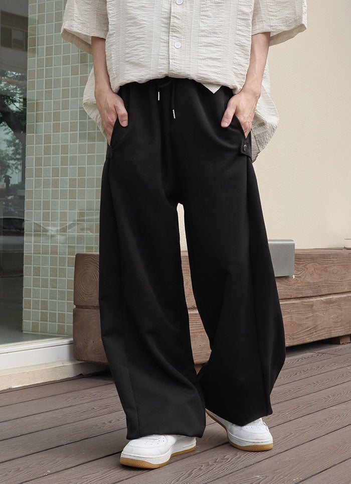 【 Giusto 】暗釦式老爺休閒式西裝寬褲
