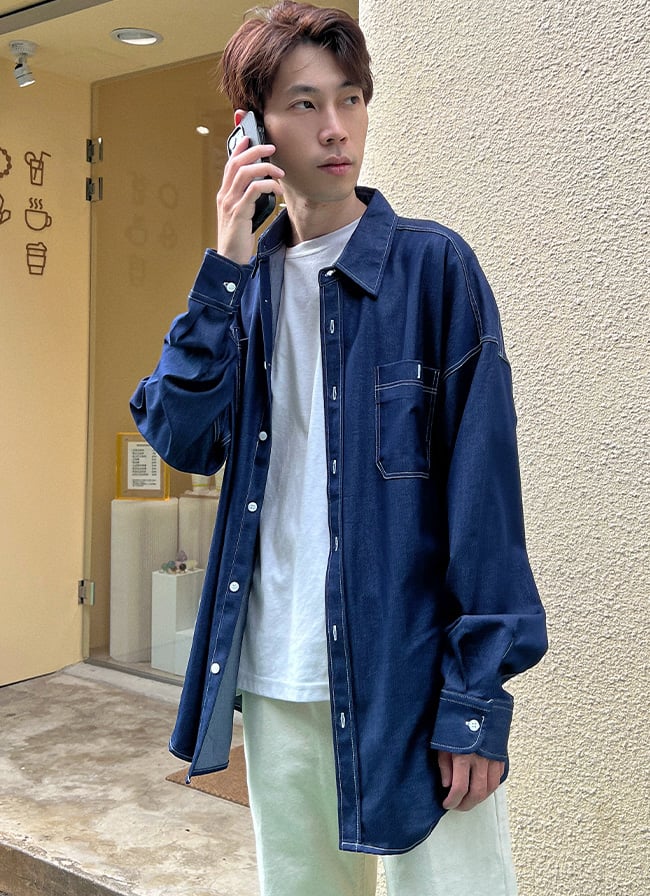 【 Giusto 】微絲光柔軟滑面牛仔襯衫