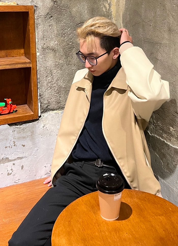 【 Giusto 】配色拼接質感皮衣外套