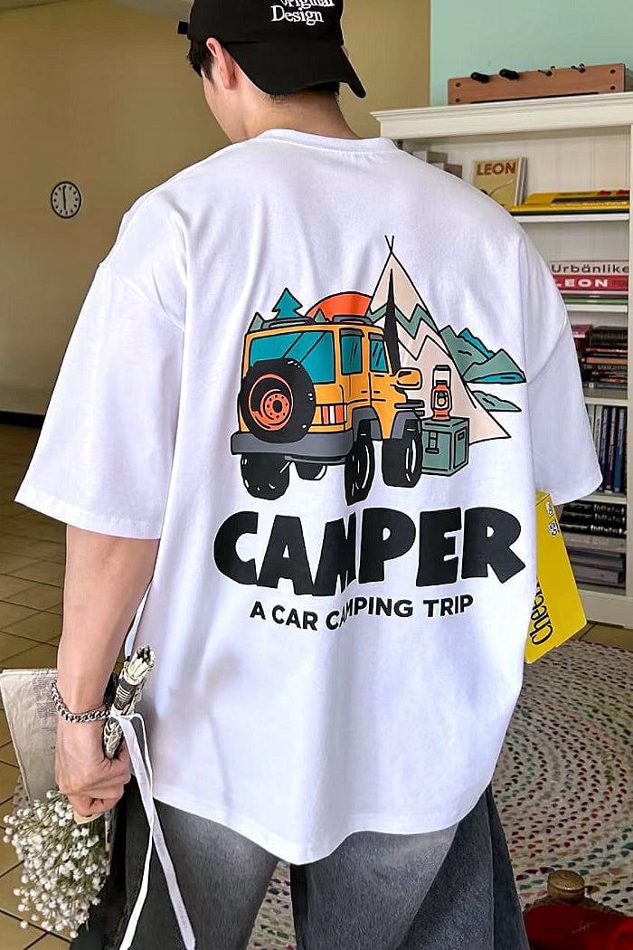 【 優惠只到05/16 】CAMPER露營印圖厚磅棉上衣