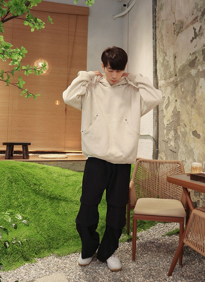 【 Giusto 】車線丁釦造型厚磅棉連帽上衣