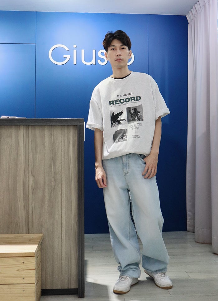 【 Giusto 】推薦款自然刷白淺藍寬褲