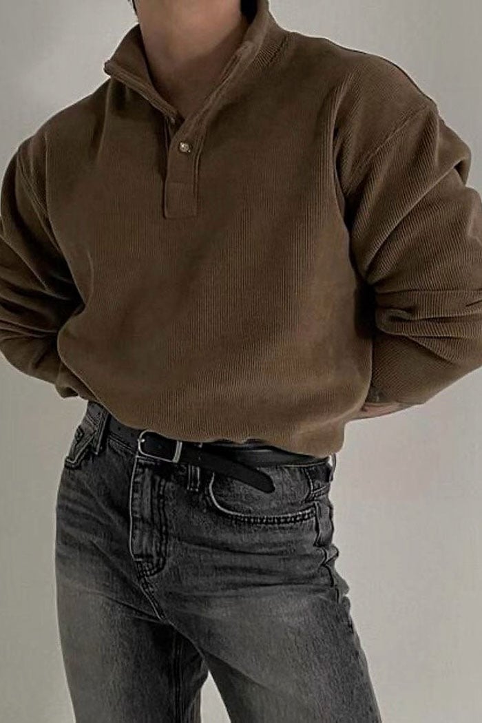 【 Giusto 】立領排釦內絨面針織上衣