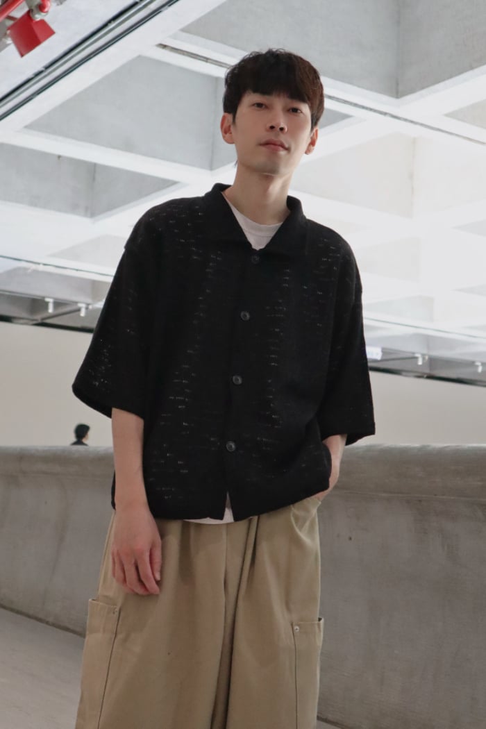 【 Giusto 】幾何紋路短袖針織襯衫