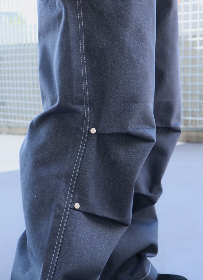 【 Giusto 】前抓皺鬆緊褲頭挺版高磅數牛仔褲