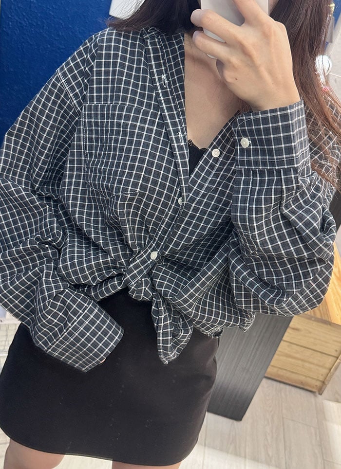 【 Giusto 】微皺摺感日系小格紋襯衫