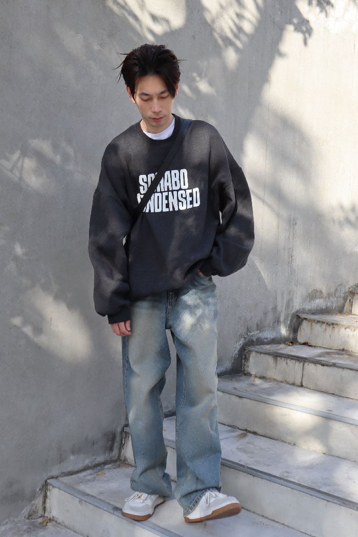 【 Giusto 】復古藍刷色百搭款牛仔寬褲