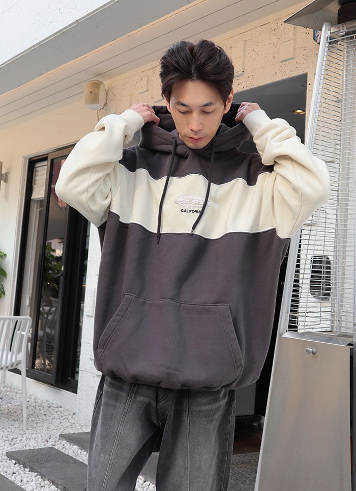 【 Giusto 】寬版厚磅拼接連帽T