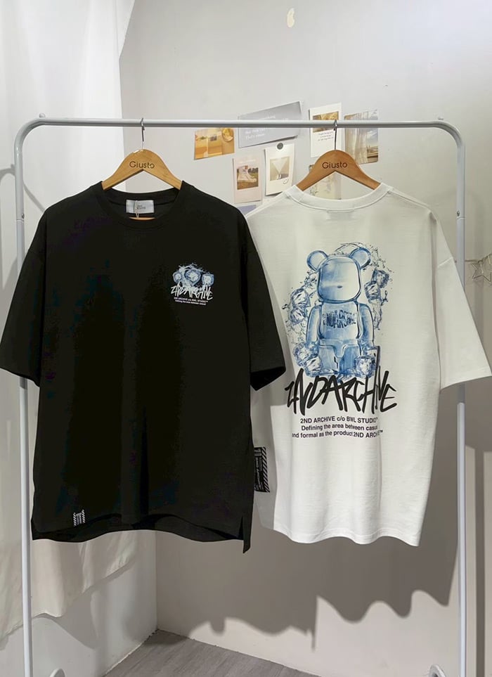 【 Giusto 】涼爽冰塊熊熊印圖高磅數棉短T