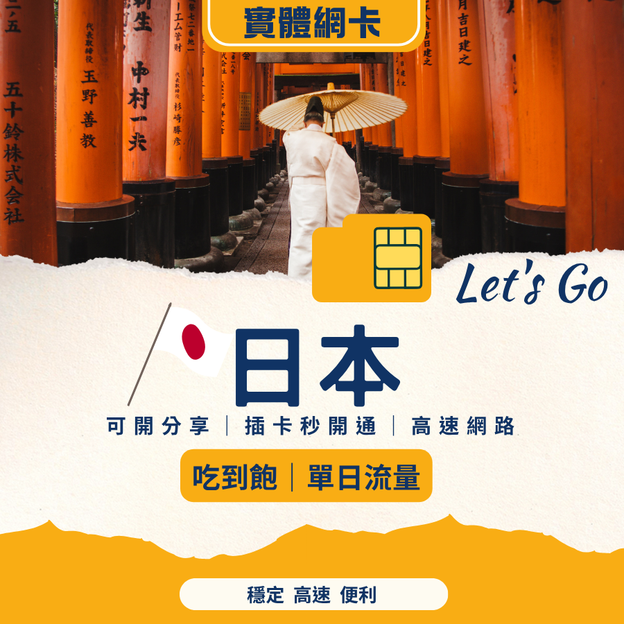 日本網卡 SIM 卡｜旅遊上網推薦｜多種天數流量任選