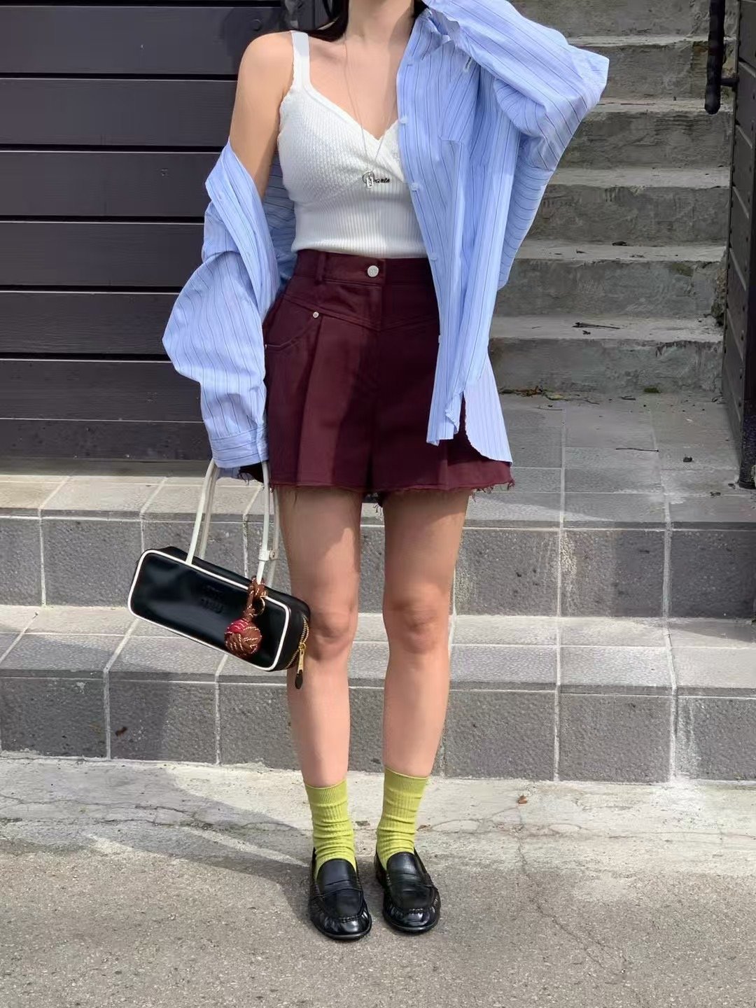 ♡正韓♡口袋直條紋襯衫