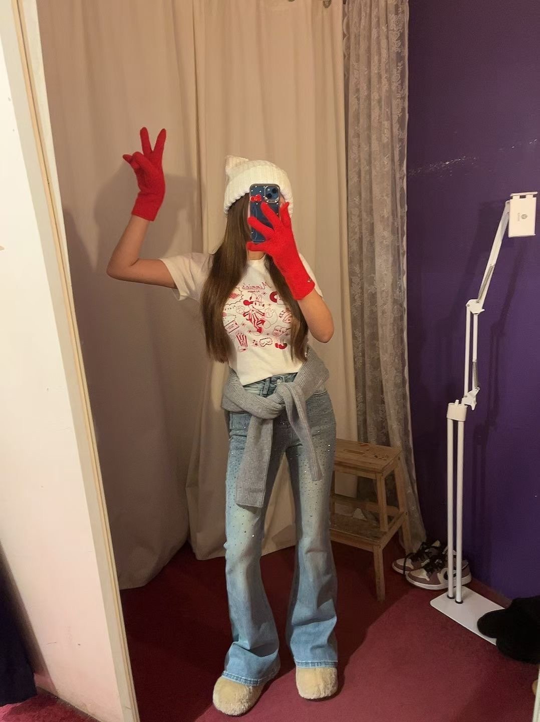 ♡正韓♡爆閃鑽鑽小喇叭牛仔褲