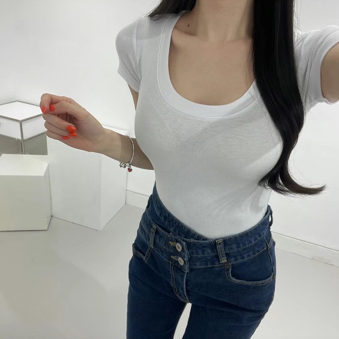 ♡正韓♡百搭大Ｕ領素Ｔ