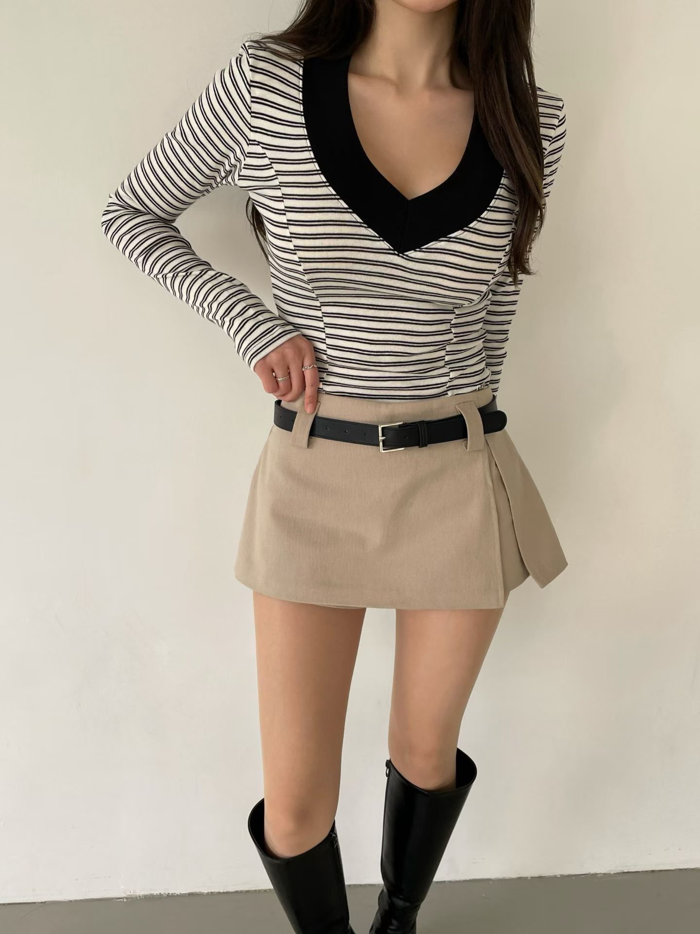 ♡正韓♡側開岔超短褲裙（附皮帶）