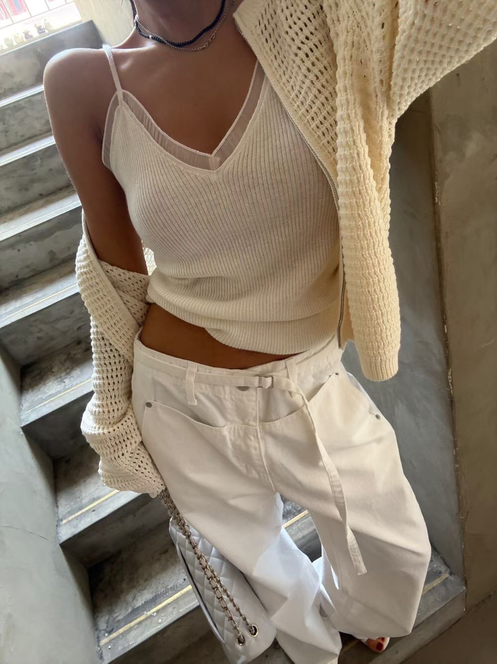 ♡正韓♡拼接紗領細肩背心