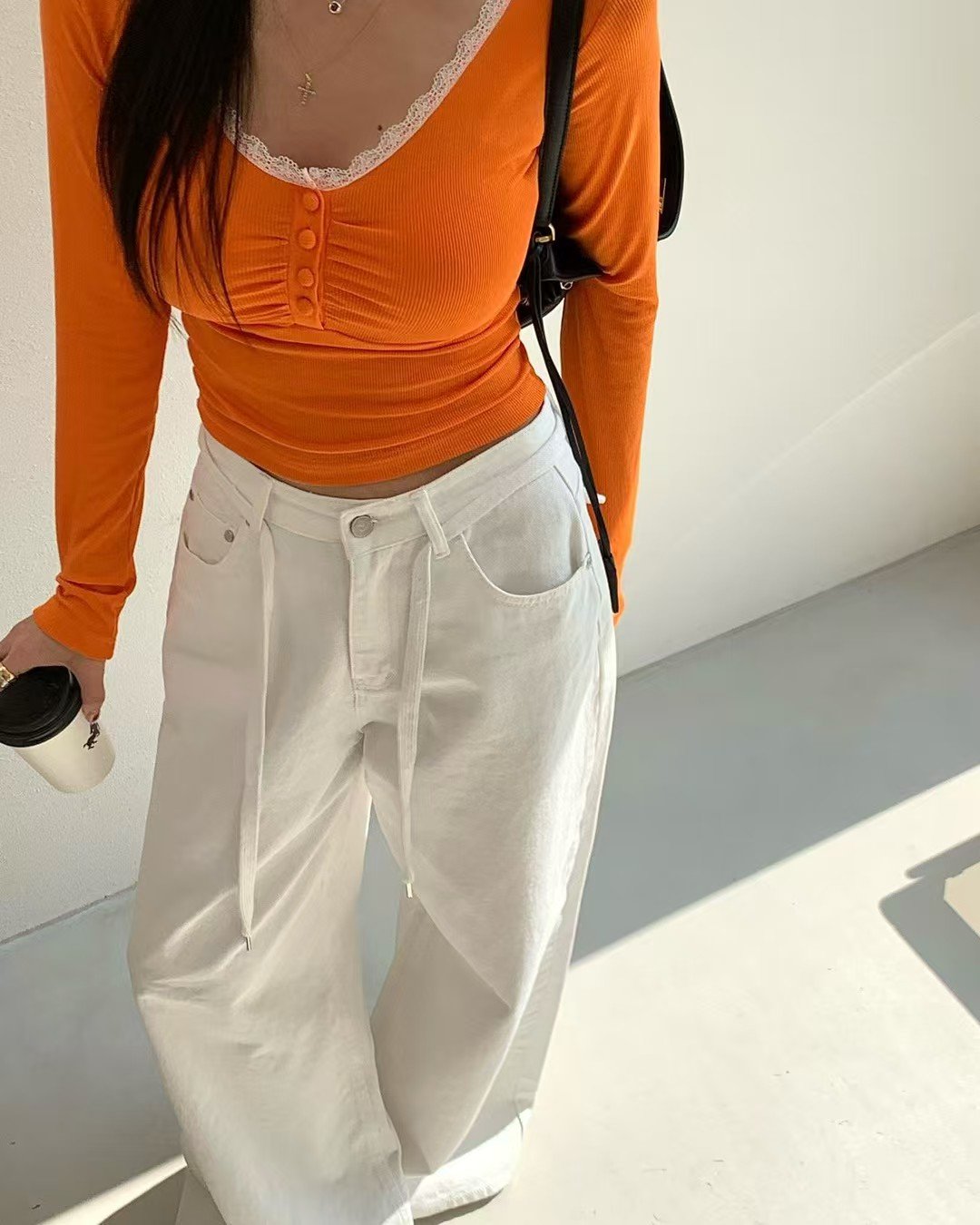 ♡正韓♡蕾絲領抓皺上衣