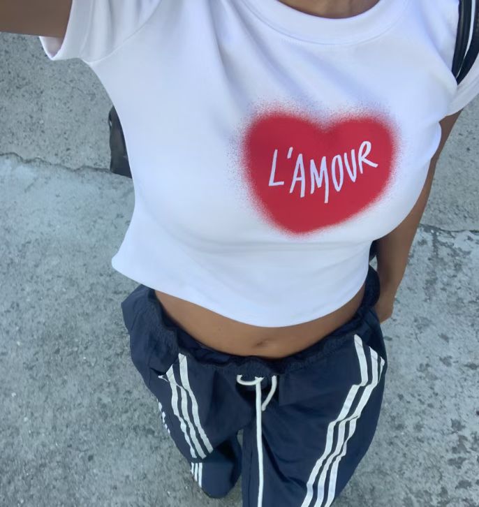 ♡正韓♡愛心字母短T