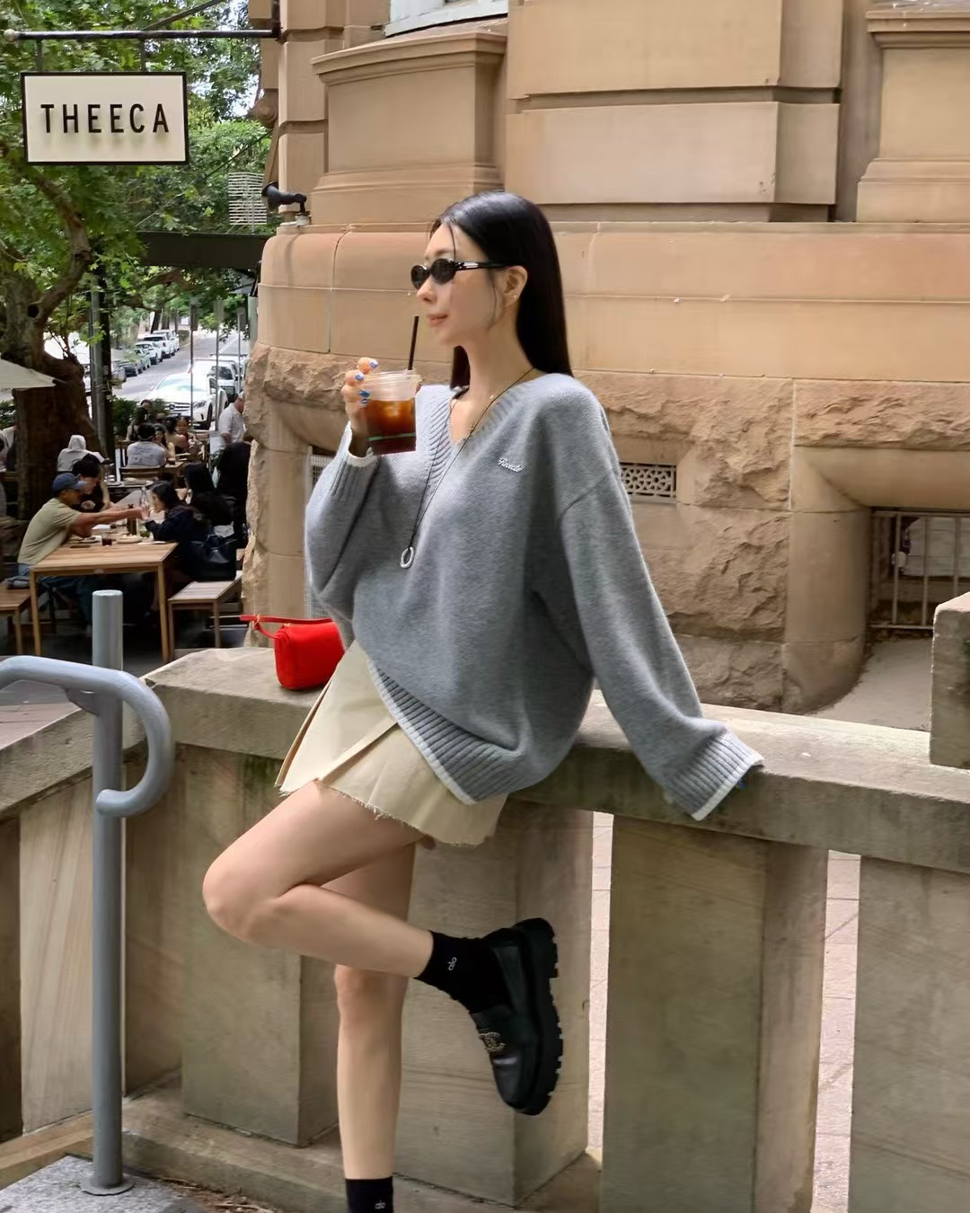 ♡正韓♡斜紋布挺版打褶褲裙