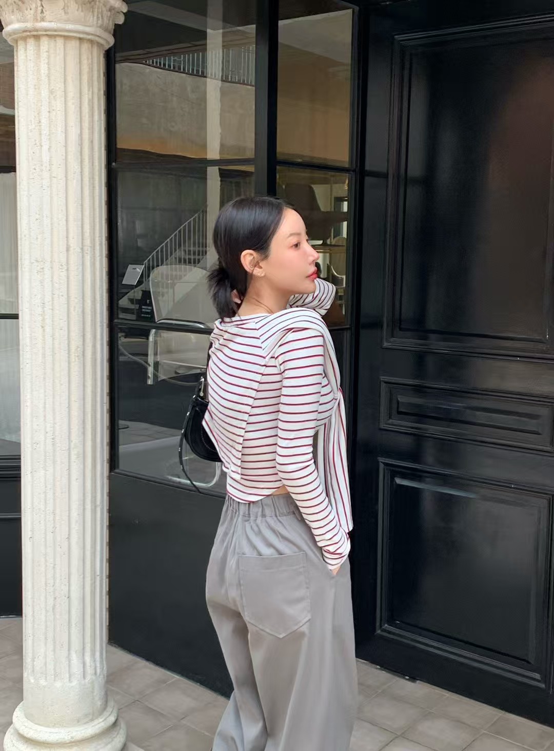 ♡正韓♡披肩圓領鐵牌兩件上衣