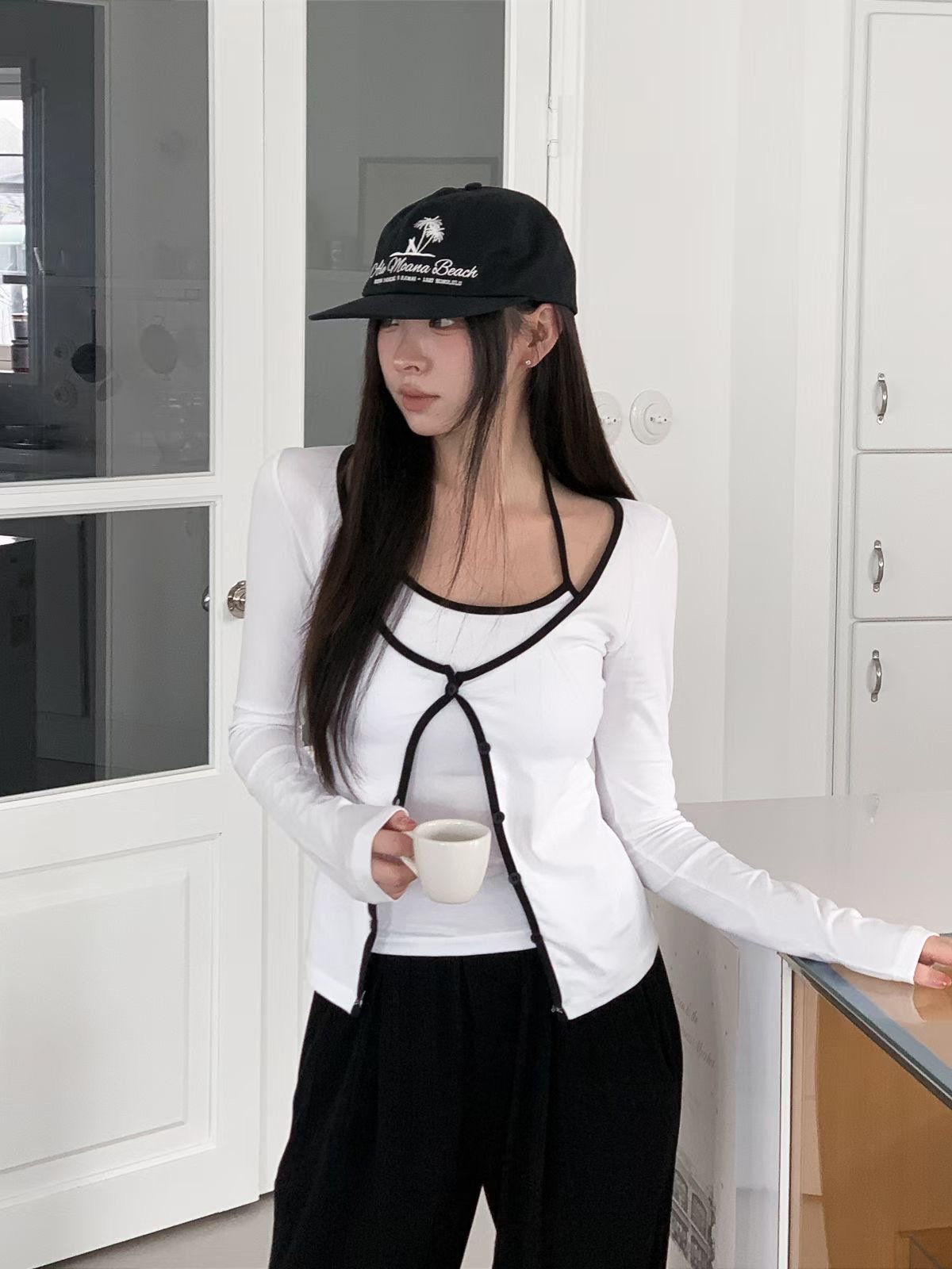 ♡正韓♡掛脖撞色兩件式上衣