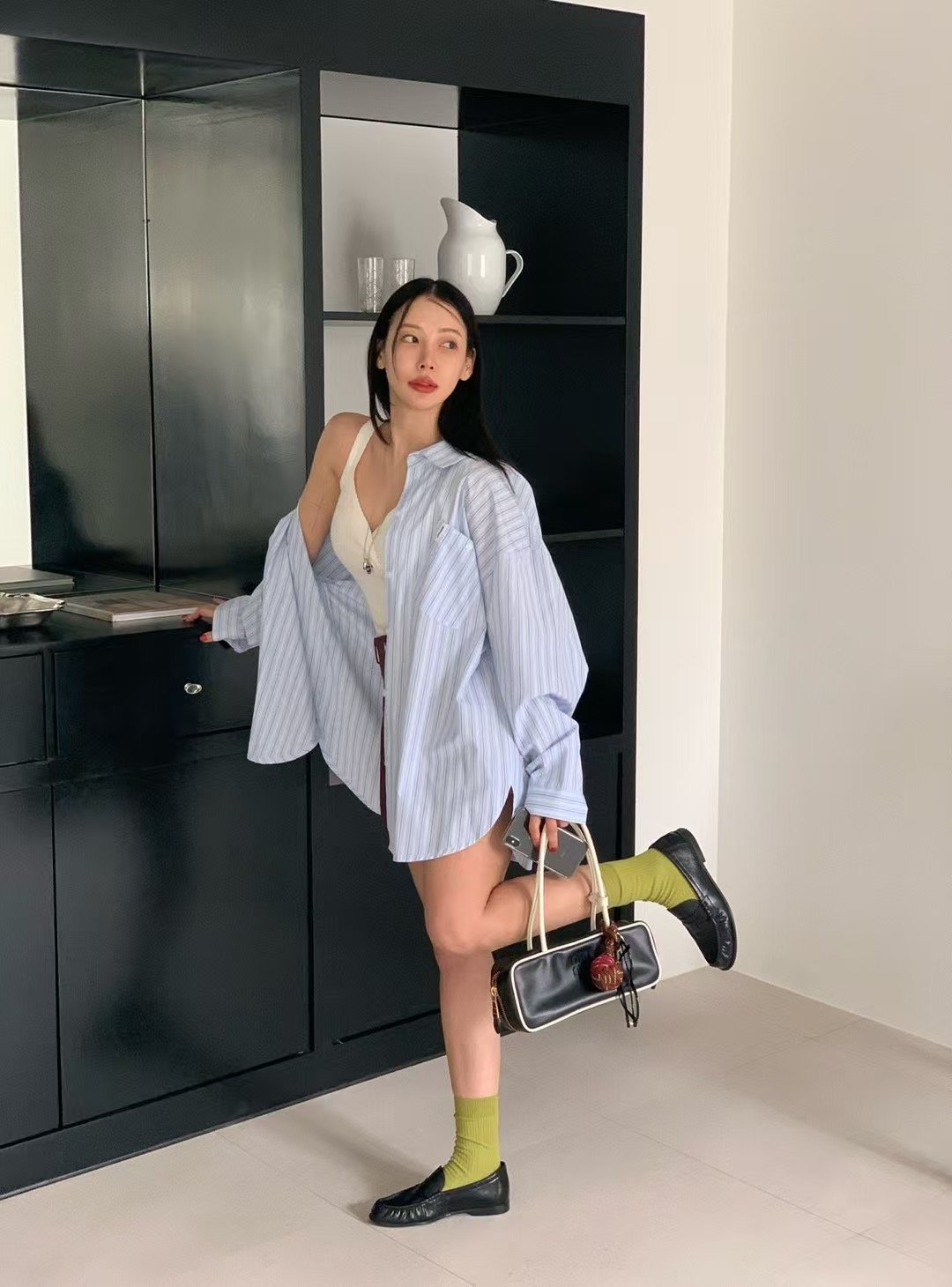 ♡正韓♡口袋直條紋襯衫