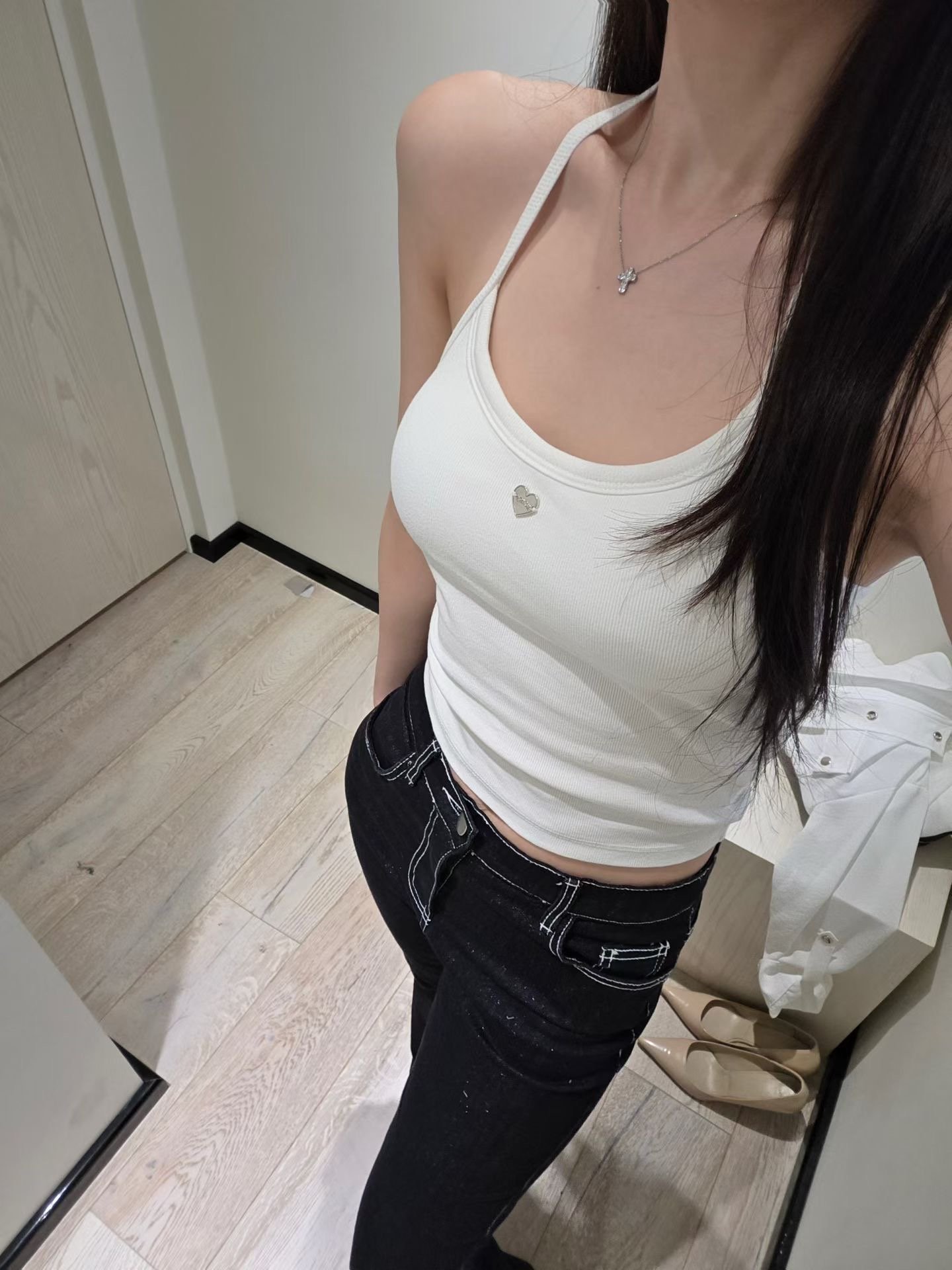 ♡正韓♡愛心鐵牌繞脖背心