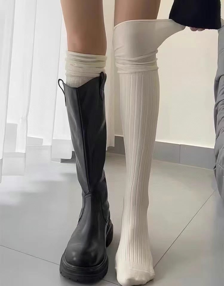 ♡正韓♡拼接網紗坑條襪