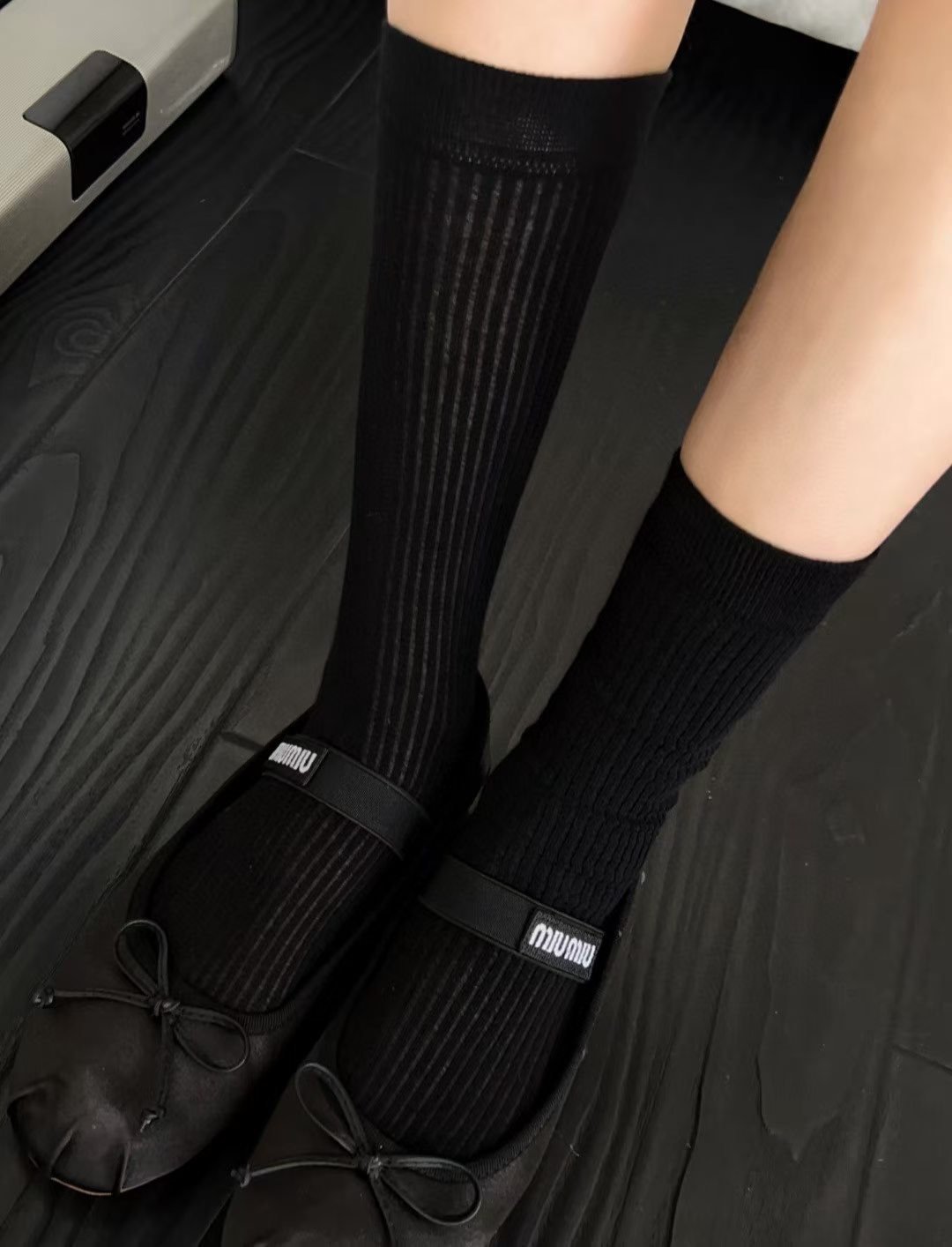 ♡正韓♡超輕薄親膚條文透氣小腿襪