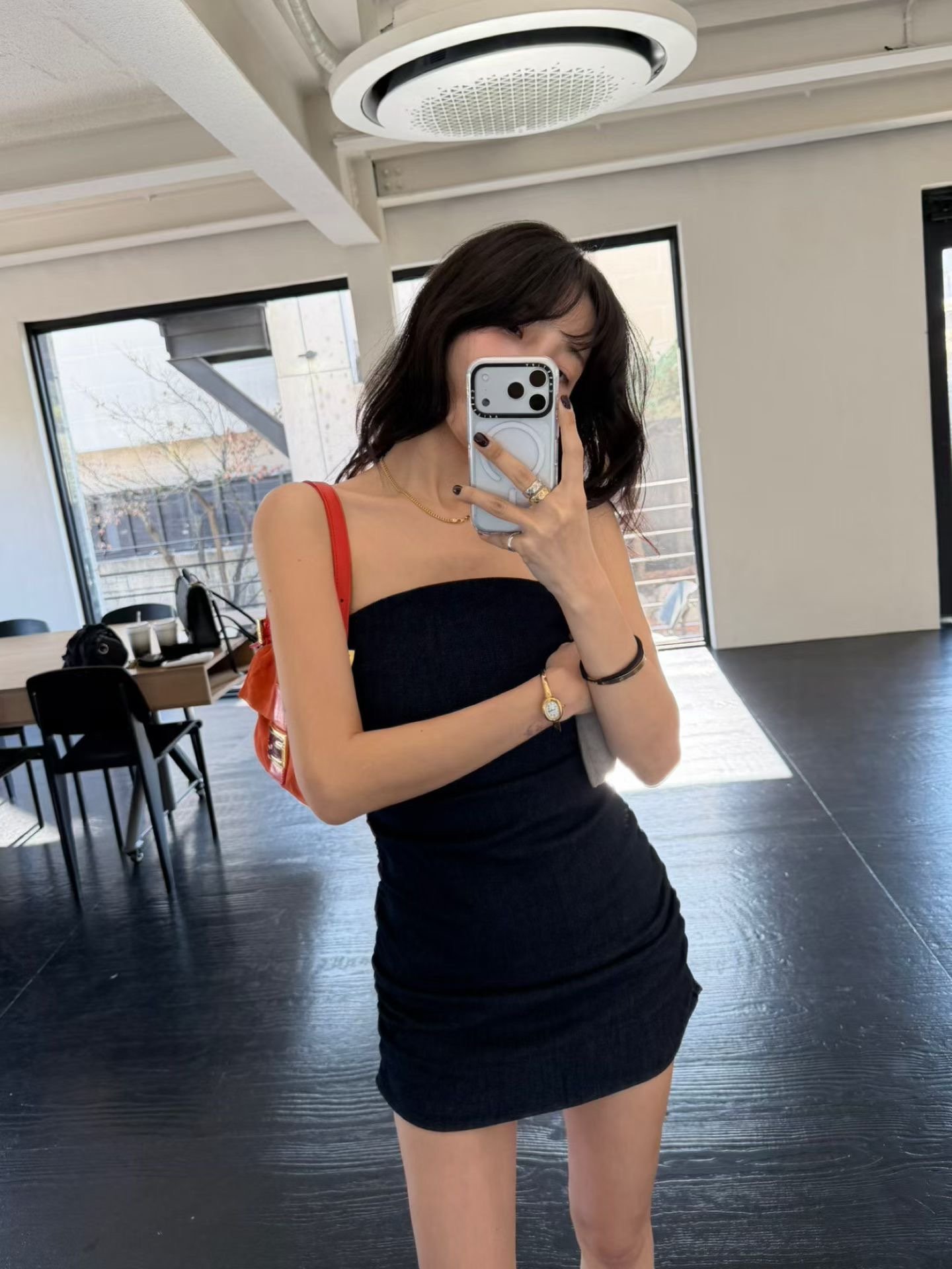 ♡正韓♡平口側抓皺洋裝