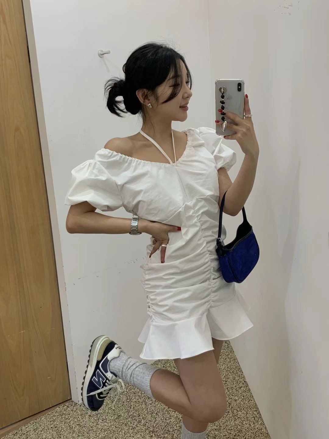 ♡正韓♡澎袖抓皺洋裝