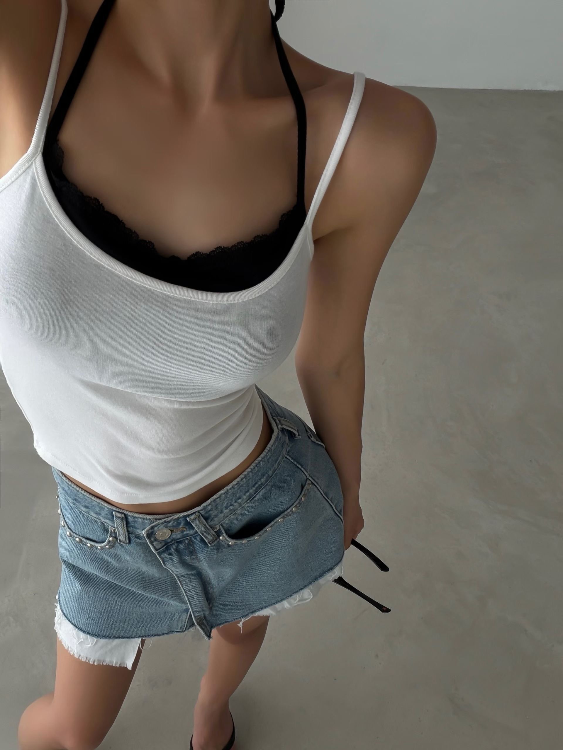 ♡正韓♡假兩件繞脖細肩背心