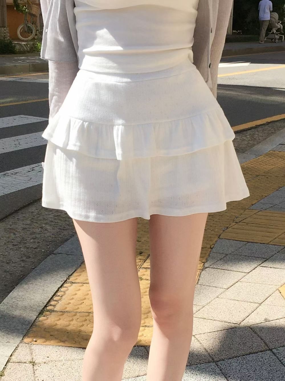 ♡正韓♡緹花簍空蛋糕棉褲裙