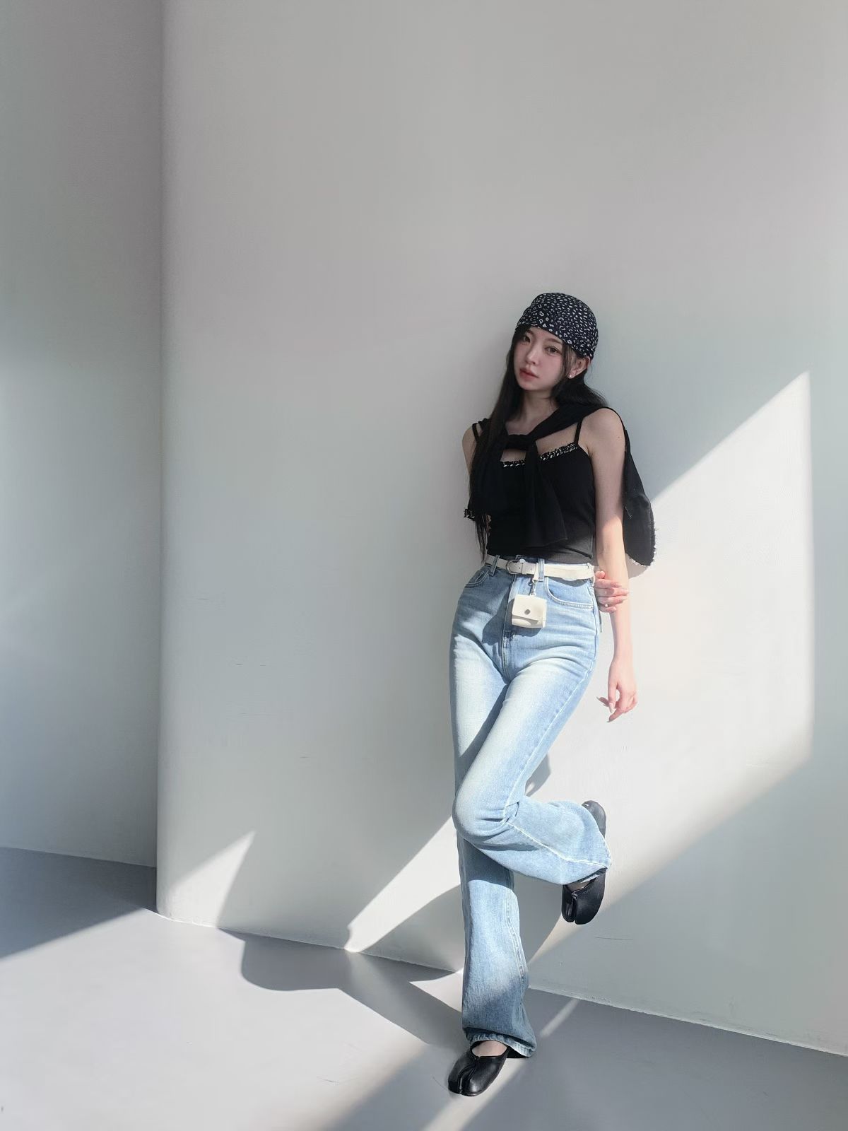 ♡正韓♡後鈕釦口袋喇叭牛仔褲