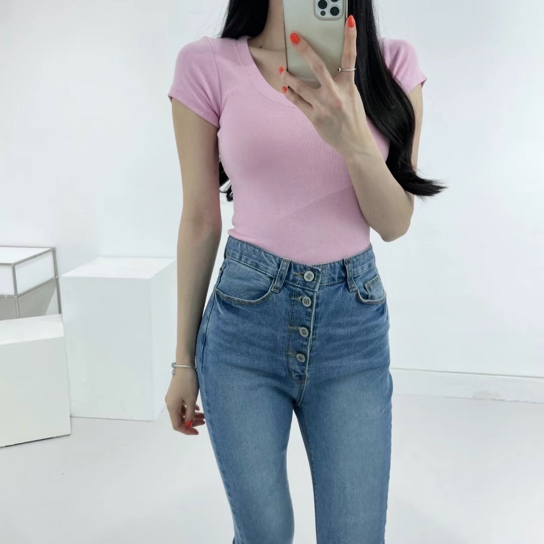 ♡正韓♡百搭大Ｕ領素Ｔ