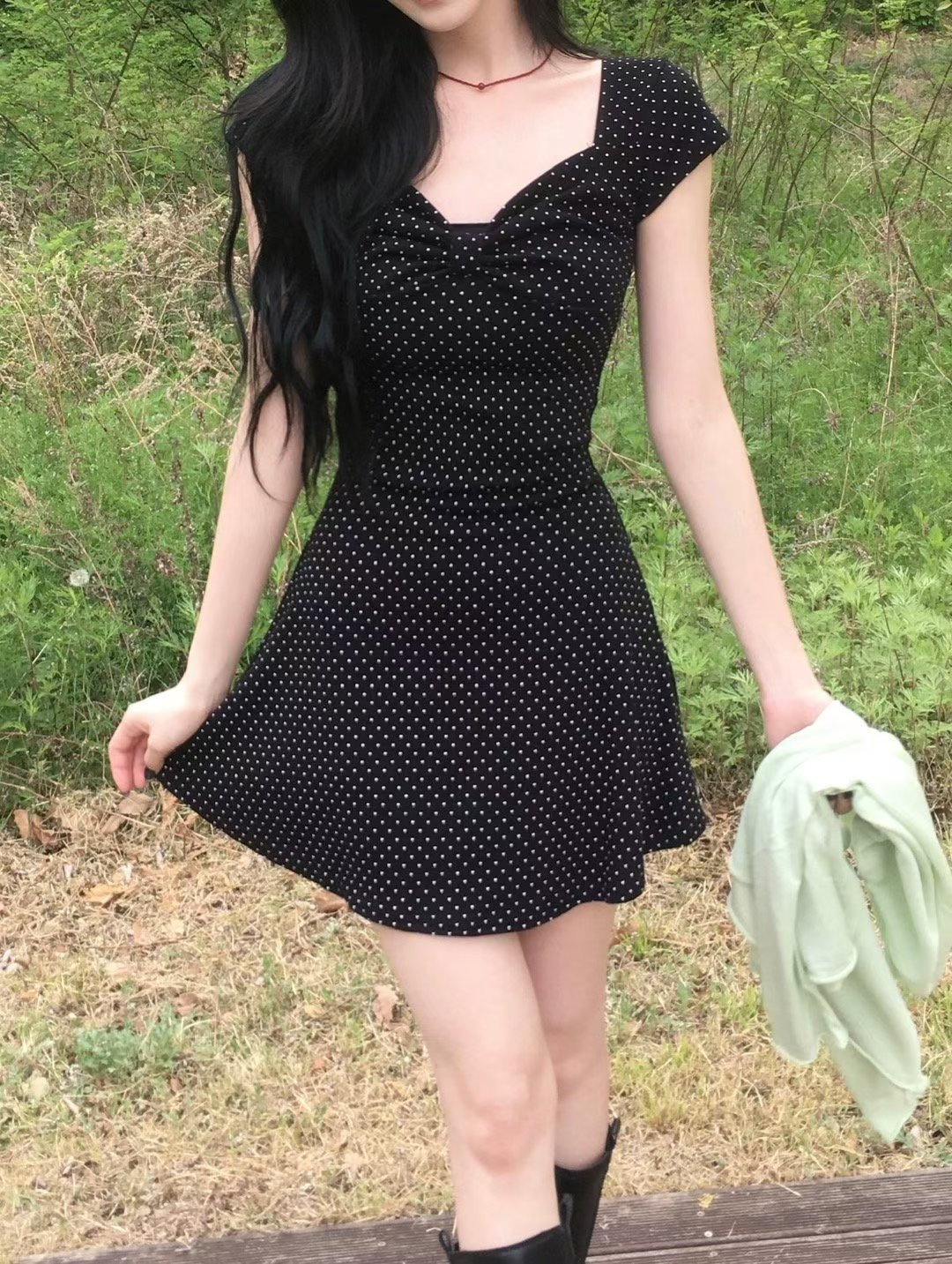 ♡正韓♡圓點蝴蝶結洋裝