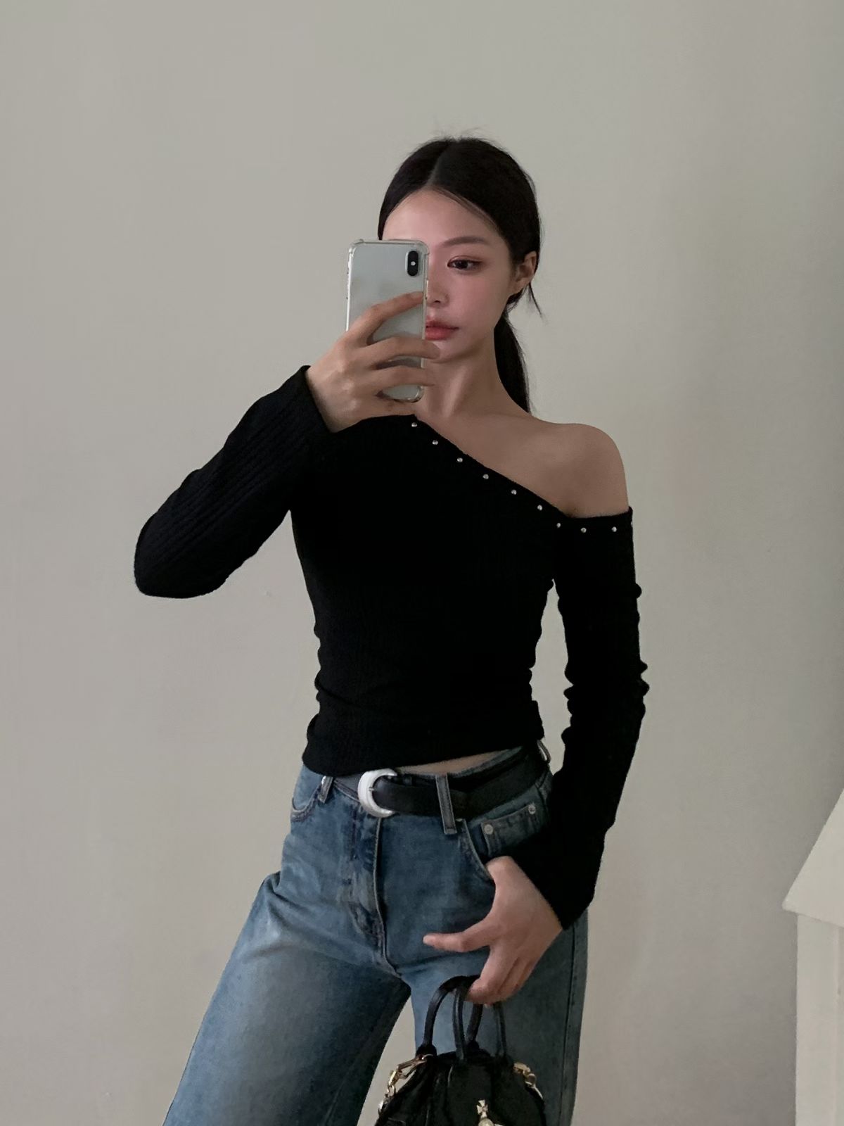 ♡正韓♡斜肩卯釘上衣 ♡正韓♡斜肩卯釘上衣