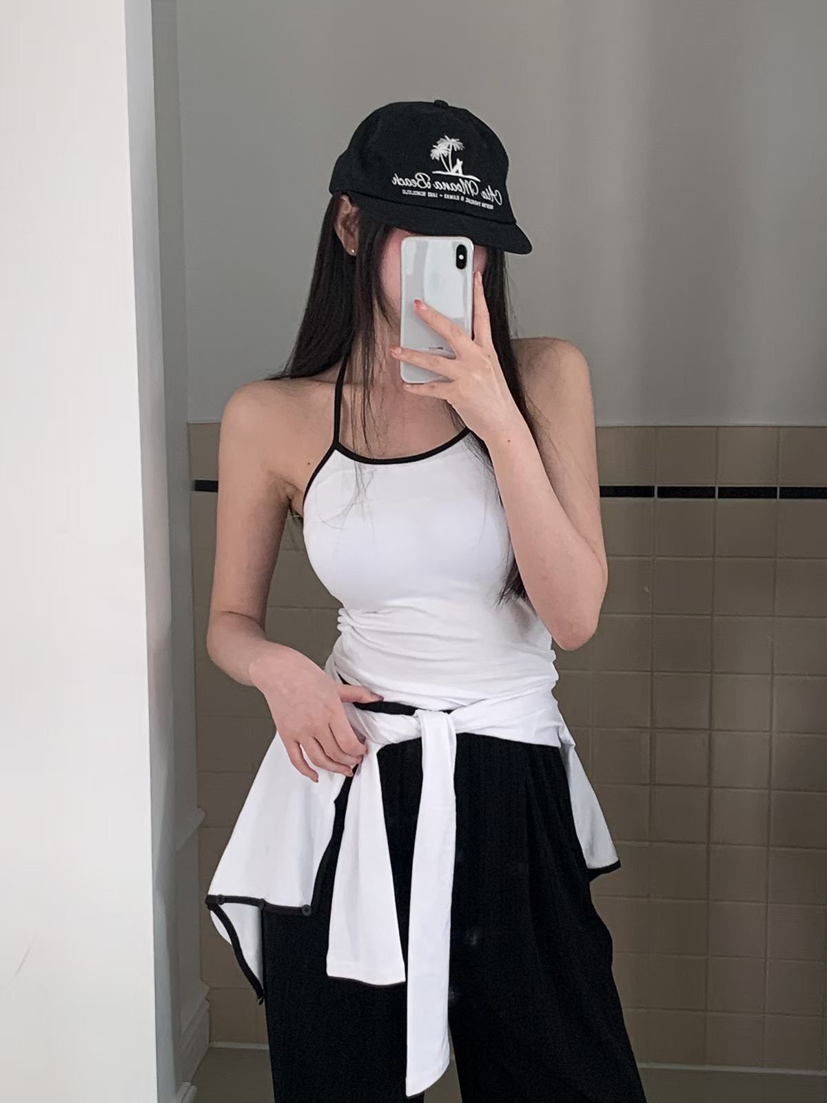 ♡正韓♡掛脖撞色兩件式上衣