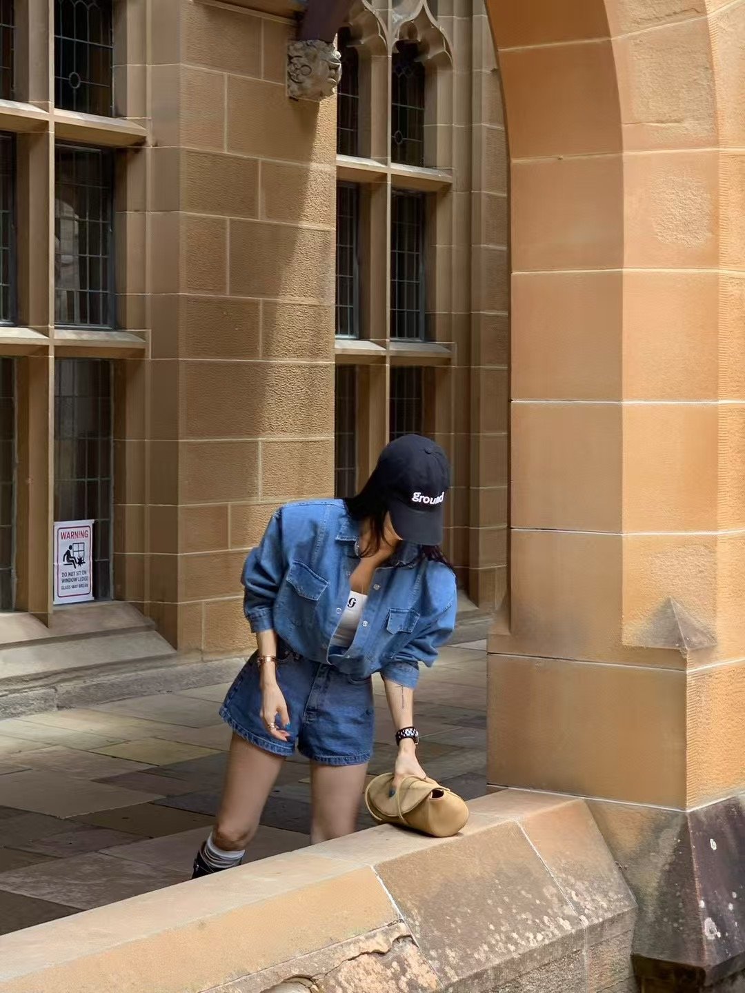 ♡正韓♡春款壓釦牛仔墊肩襯衫 ♡正韓♡春款壓釦牛仔墊肩襯衫