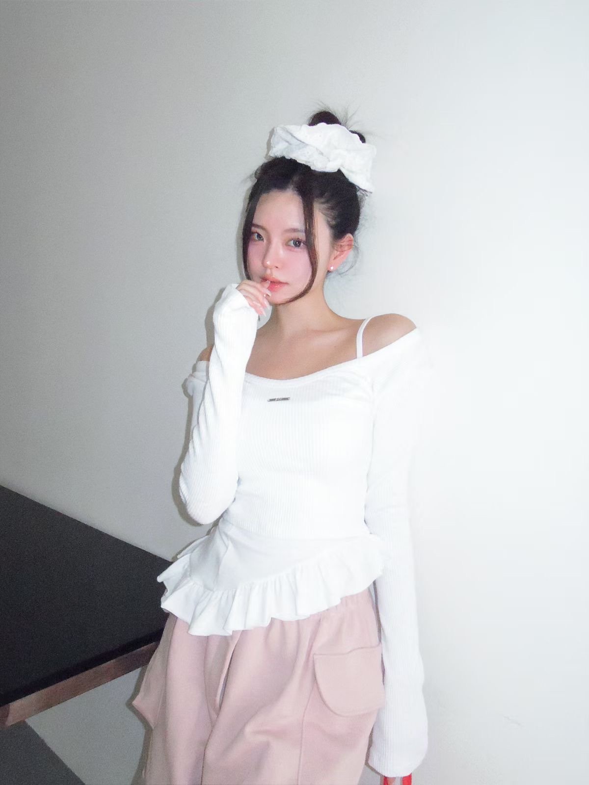 ♡正韓♡鐵牌標籤坑條上衣