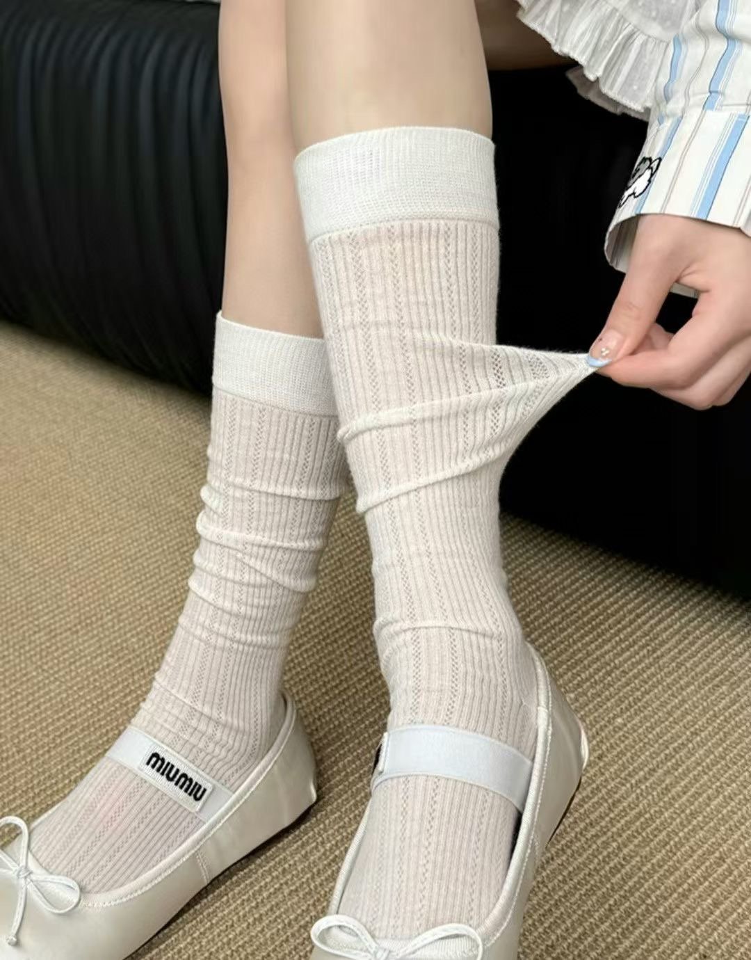 ♡正韓♡超親薄親膚網眼透氣小腿襪