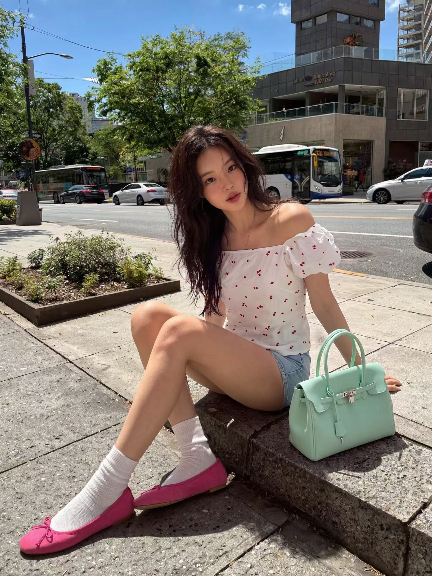 ♡正韓♡滿版小莓果泡泡袖上衣