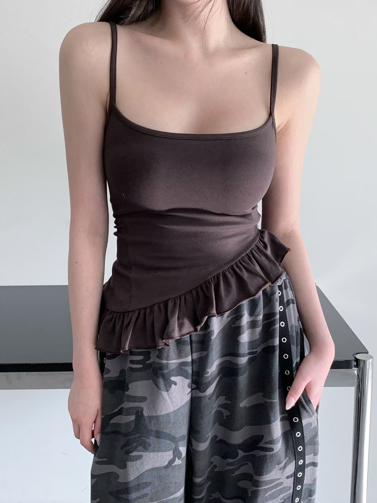 ♡正韓♡女團風不規則細肩braTop