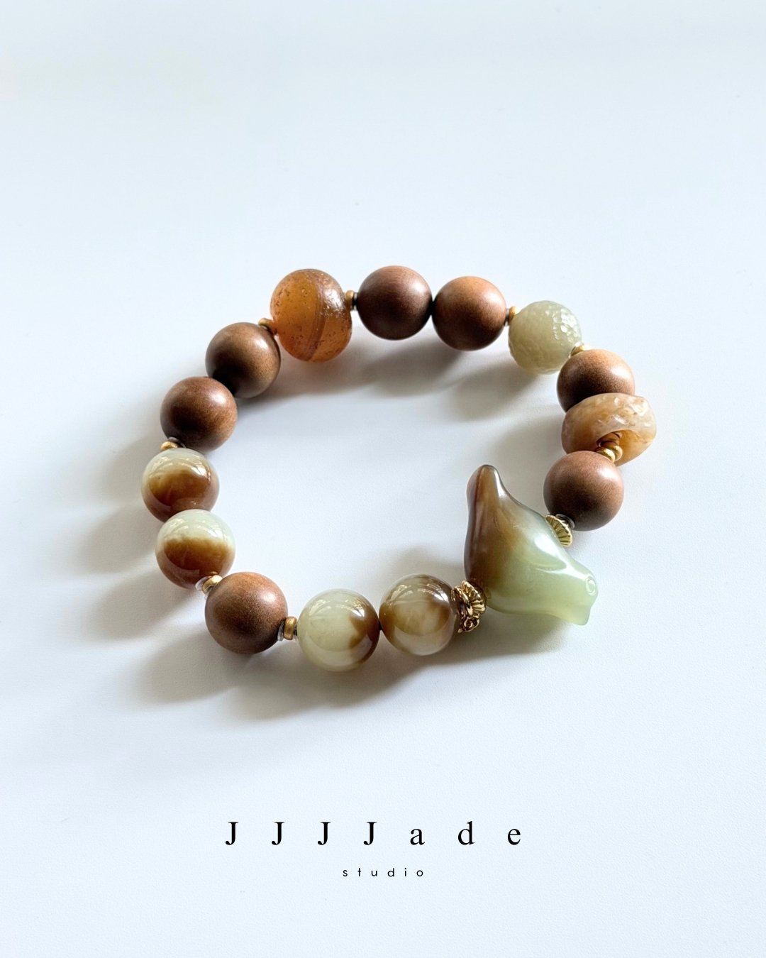 T350 啄歲 | 和田玉老山檀手串