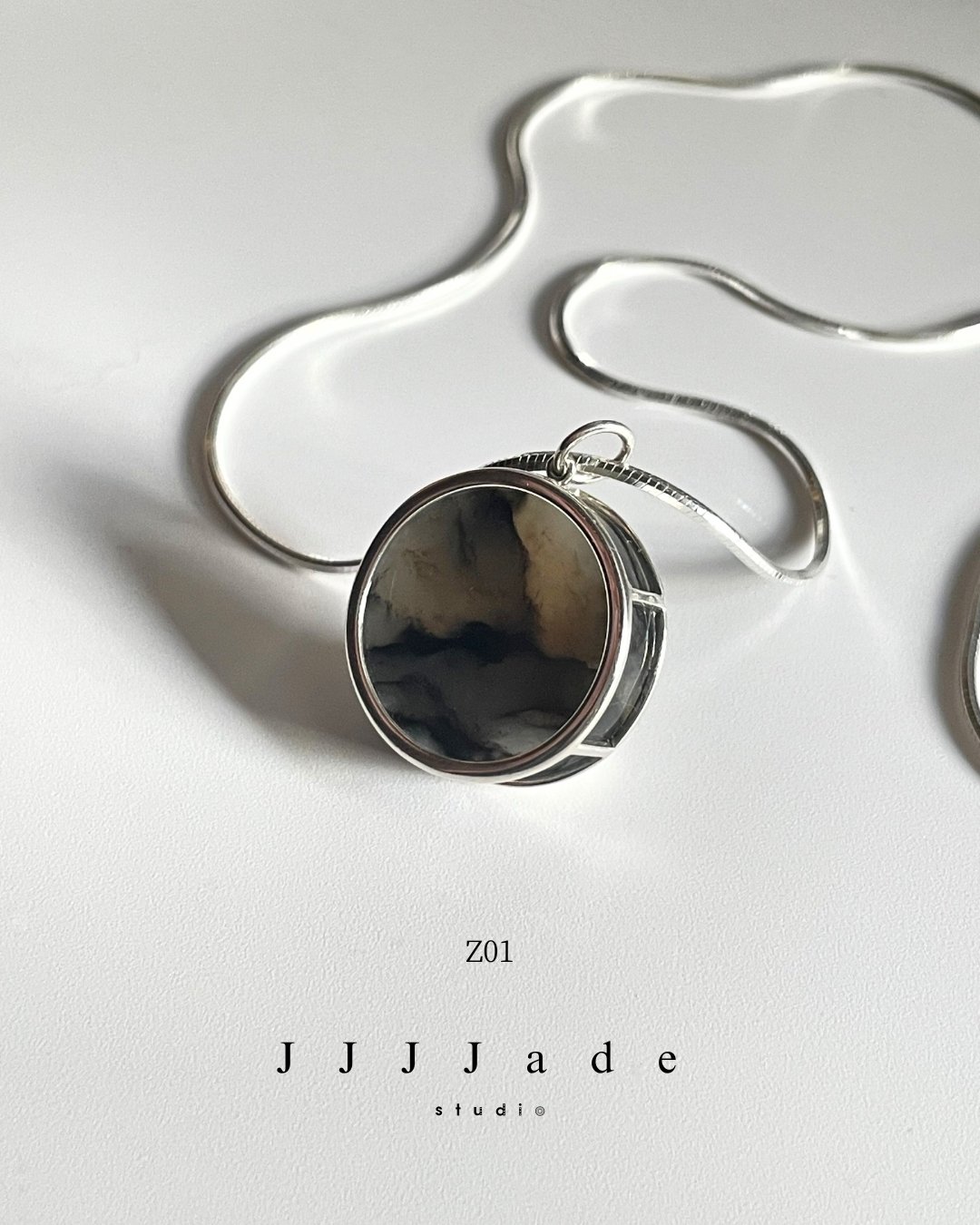 Z01 02 03 04 05 對鏡 | 聚墨青花純銀項鏈