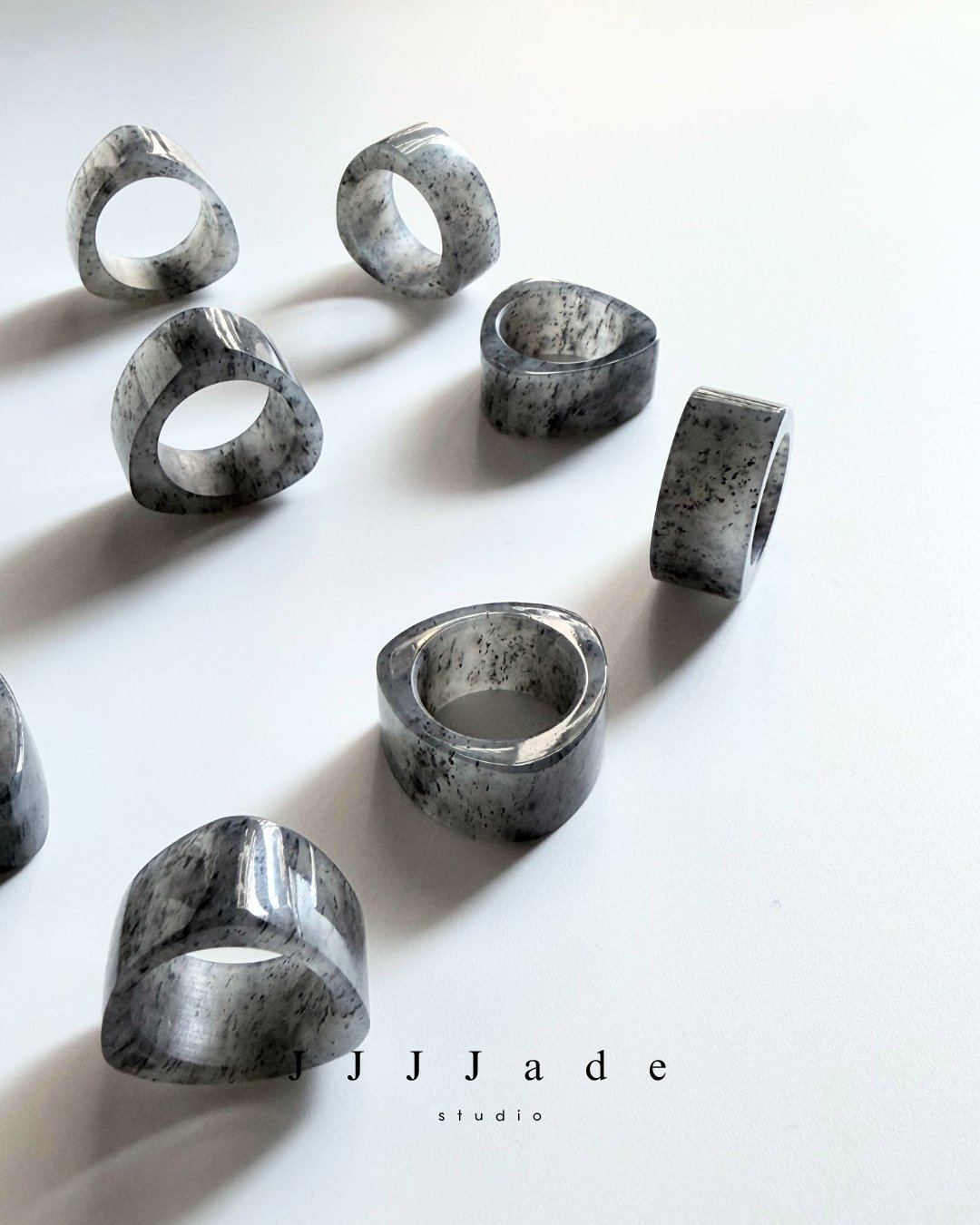 #405~416渢映| 和田玉籽料青花三角戒指