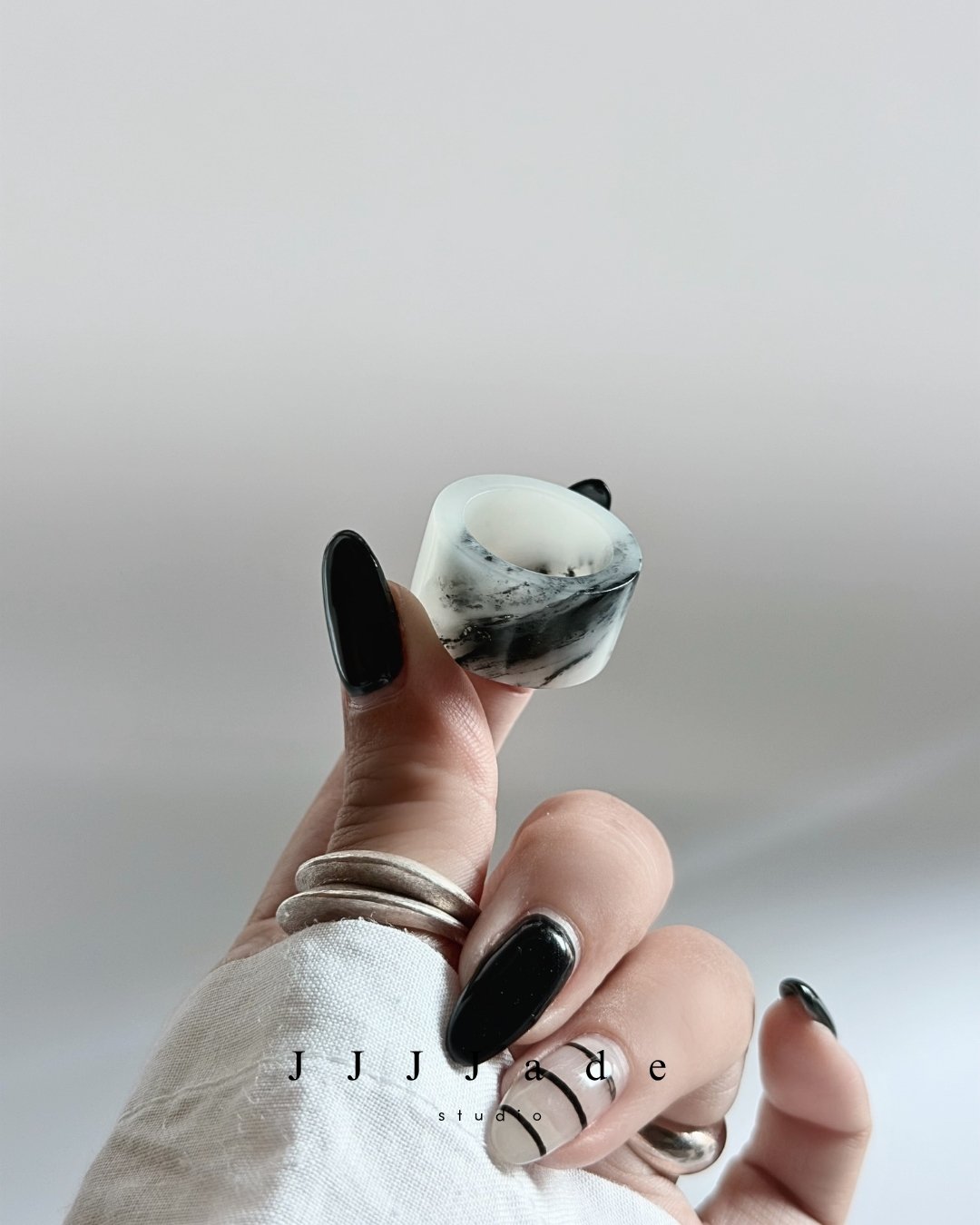 #456~458 淬跡 | 和田玉青花戒(可定製)