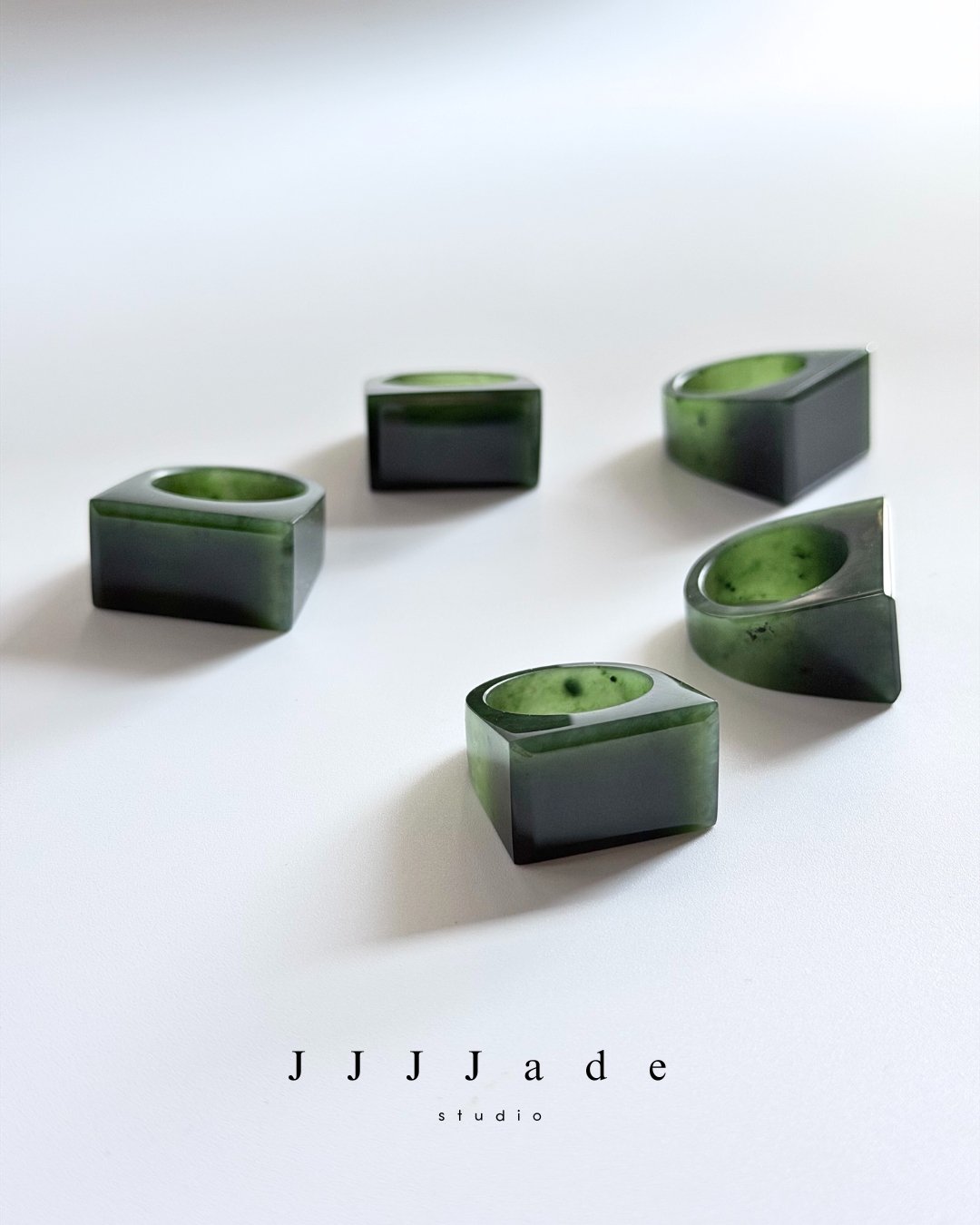 #448~452 斫 | 和田玉碧玉戒指