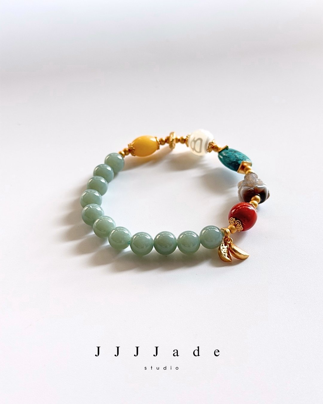 T334 祈印 | 和田玉且末藍手串