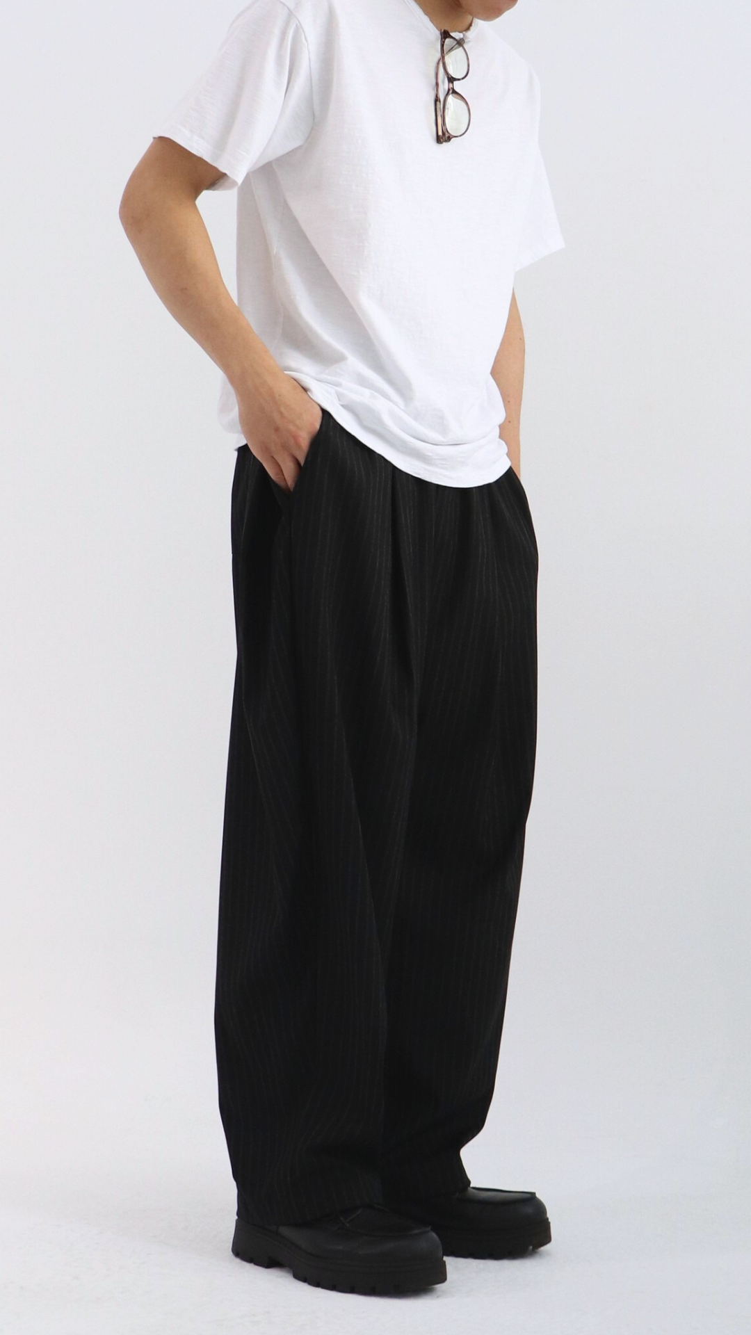 休閒鬆緊線條西裝寬褲